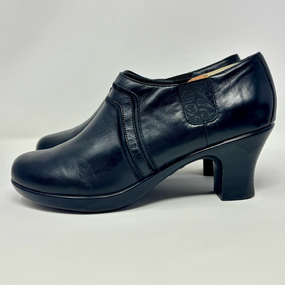 Dansko Banks Black Leather Chunky Heel Ankle Boots Booties Witchy Gothic EU 40